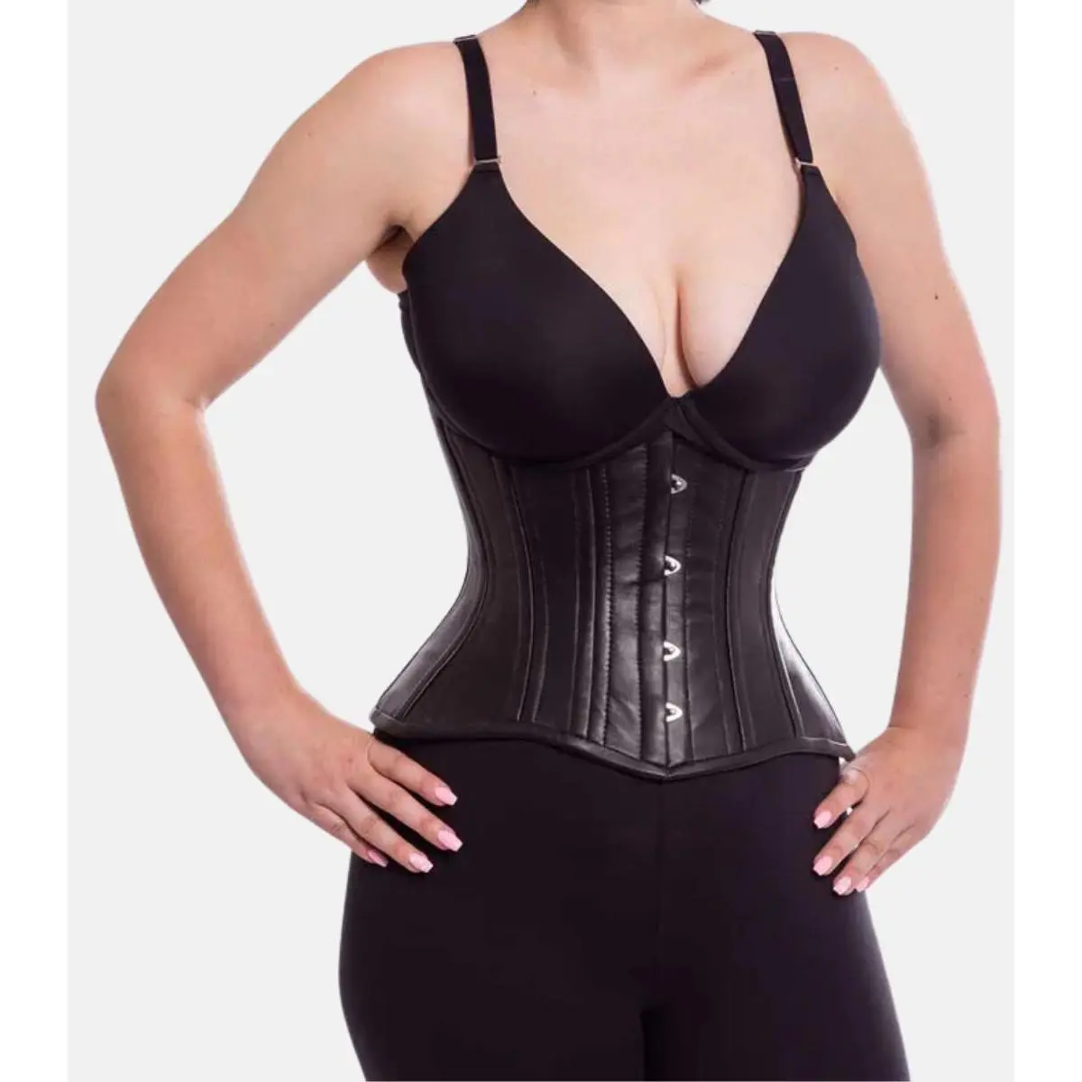 Women's Black Leather Standard Underbust Corset
