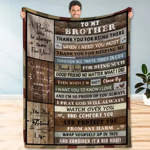 [1pc Soft Flannel Blanket] 1pc Envelope Printed Flannel Blanket, To My Brother Blanket For All Season, Warm Cozy Soft Throw Blanket Nap Blanket For Couch Bed Sofa Office Camping Travel Home Decor, Holiday Gift Blanket For Brother-280GSM