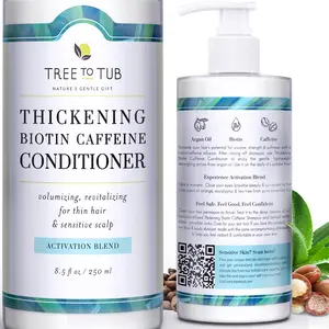 Tree To Tub Biotin Conditioner - Activating Caffeine for Fuller Hair, Thickening Conditioner for Women & Men for Dry Damaged Hair, Sulfate Free Conditioner w/Organic Argan Oil & Aloe