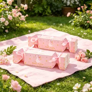 4Pcs Pink Goose Theme Candy Boxes, Birthday Party Favor Boxes, Cookie Snack Gift Packaging Boxes, Perfect for Celebrations