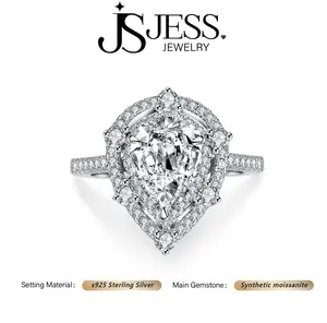 【#113】2ct Pear Real Synthetic Moissanite Teardrop Ring S925 Sterling Silver Jewelry D Color VVS Perfect Wedding Ring Birthday Gift for Women
