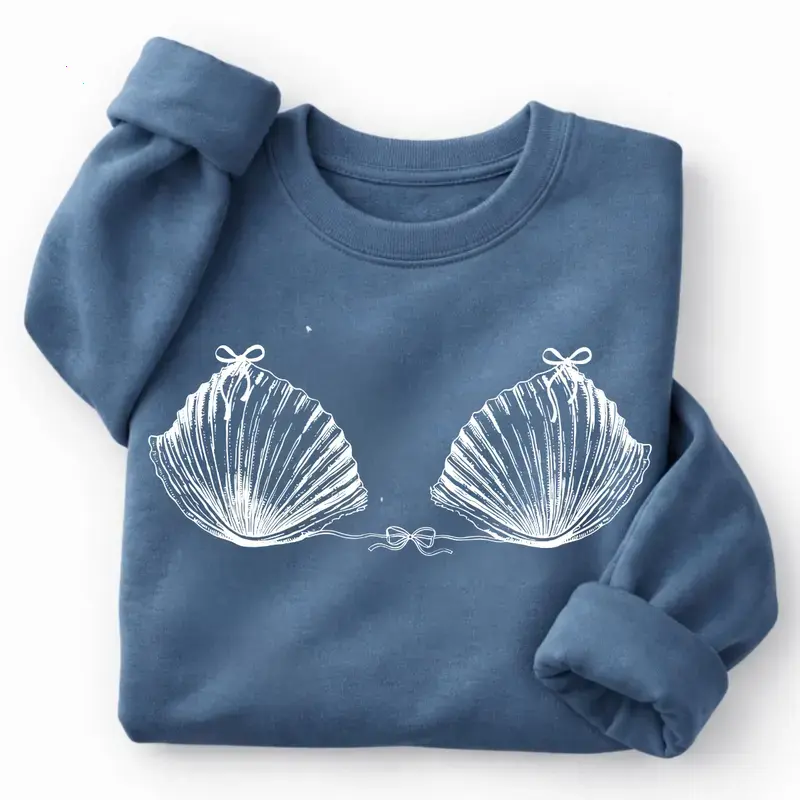 (Sale Off Up To 50%) Vintage 90s Seashell Shirt/ Sweatshirt cean Lover Tee, Summer Trip TShirt, Mermaid Shirt, Preppy Coastal Aesthetic Tee, Coquette Bow Beach Shirt, Full Color, For Men, For Women, Casual, Classic Fashion, Tee Print