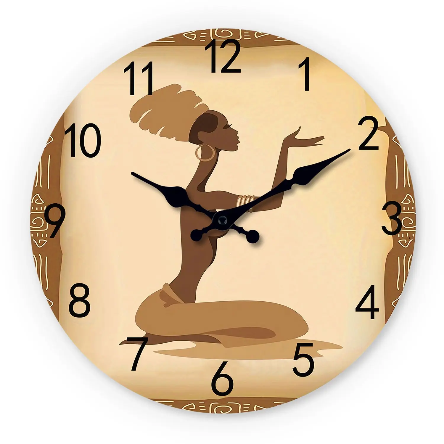 African Culture Wooden Wall Clock, 10-14 Inch Silent Clock, Aa Battery Powered, Ideal for Living Room, Bedroom, Office, Valentine's Day