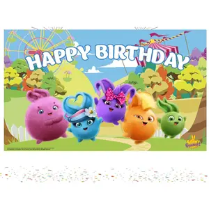 5x3FT Sunny Bunnies Backdrop - Brighten Up Your Party with Cheerful Charm!