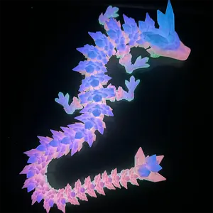 Articulated Glow in the Dark Crystal Dragon | 3D Printed Bookshelf Decoration