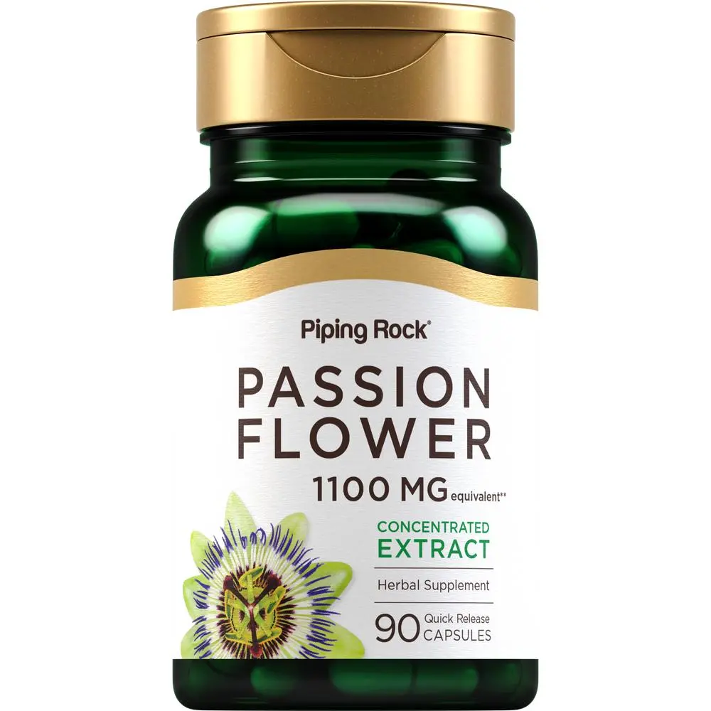Piping Rock Passion Flower Extract Capsules | 1100mg | 90 Count | Herbal Supplement | Non-GMO, Gluten Free