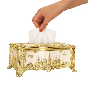 1pc Elegant Golden Rose Relief Tissue Box - Luxurious Polypropylene Design for Home, Dining Room, KTV, Hotel, Bar, Club, Bathroom - Sophisticated Decorative Paper Holder, Bathroom Accessory, Sophisticated Design, Intricate Craftsmanship
