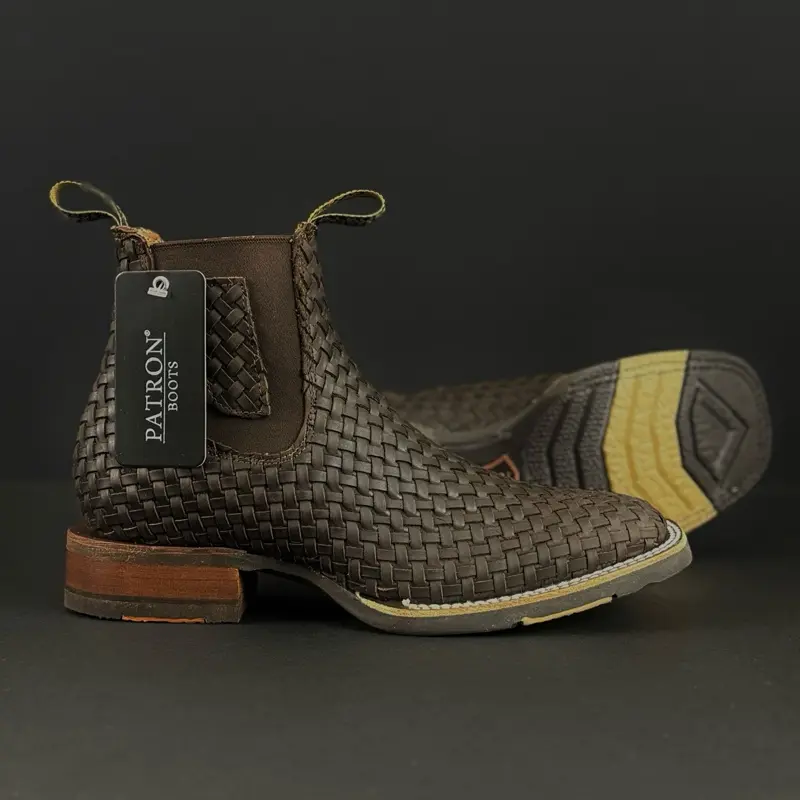 120 Petatillo Cafe Western ankle Boots made in Mexico botin charros suela goma