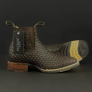 120 Petatillo Cafe Western ankle Boots made in Mexico botin charros suela goma