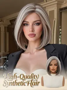 10" Silver Ash Blonde Bob Wig | 13x5x1 HD Lace Front Heat Resistant Synthetic Wig for Daily Wear