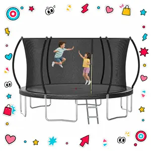 12FT  14FT 16FT SkyBound Trampoline with Curved Safety Padded Poles - Large Outdoor Backyard ASTM Safety Approved Trampolines for Kids & Adults - Heavy Duty Recreational Outside Trampoline with Safety Net