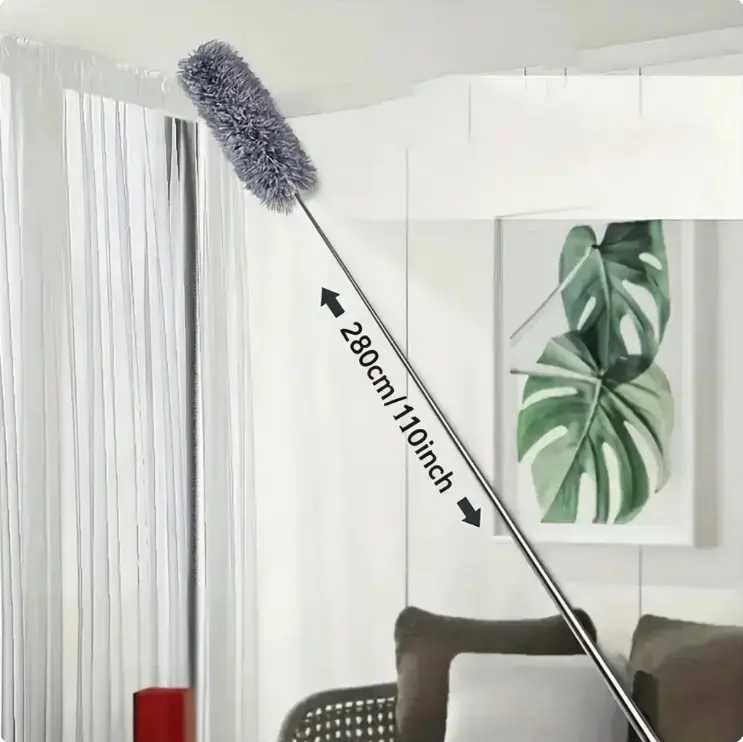 Adjustable Microfiber Duster, Washable Reusable Cleaning Tool, Cleaning Supply for High Ceilings, Furniture & Cars, Great for Sweeping Spider Webs Under Bed, Extendable Microfiber Duster, Extendable Handle Duster