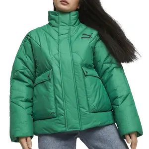 PUMA Womens Luxe Sport T7 Quilted Jacket Athletic Outerwear Casual - Green