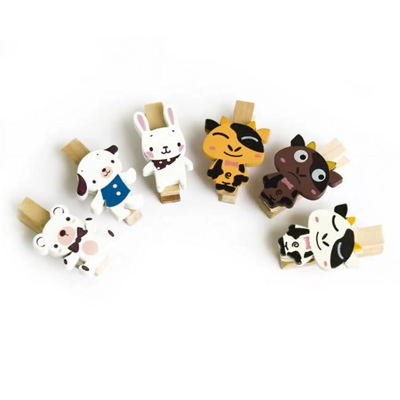 WC013 Sweet Family - Wooden Clips - Wooden Clamps - Mini Clips (Set of 6)