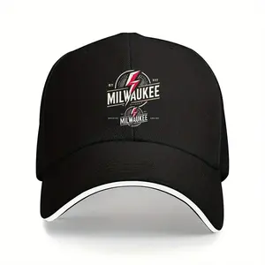 Classic Milwaukee Baseball Cap Adjustable Lightweight Soft Dad Hat with Logo & Lightning Bolt Design, Black/White Golf Outdoor Hat for Men & Women, Everyday Cap, Stylish Headwear, Comfortable Fit, Unisex Headwear, Outdoor Enthusiasts,Sports Accessory