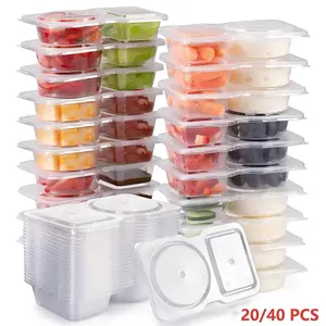 Reusable Double-Compartment Snack Storage Container with Lid, Reusable Snack Containers, Portable Snack Box for On-the-Go Meals and Camping, Kitchen Organizer, Multi Compartment Container, Space Saving Container