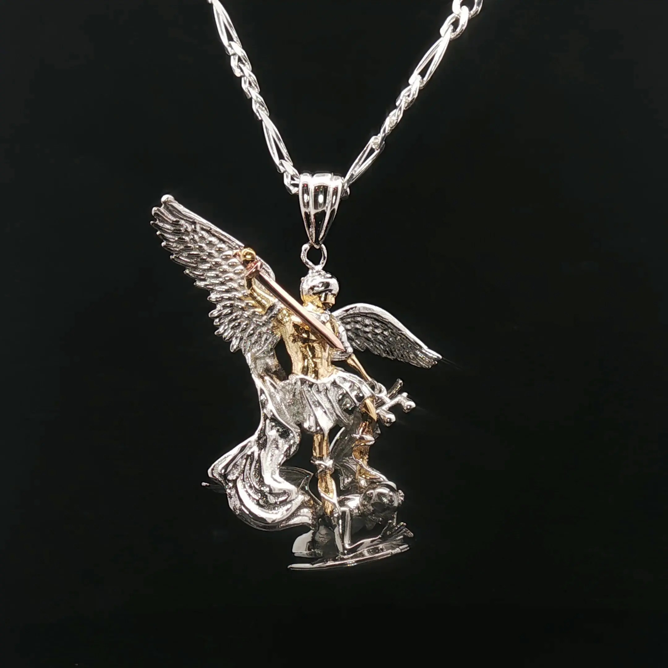 St Michael 3D Three Tone (Sterling Silver)