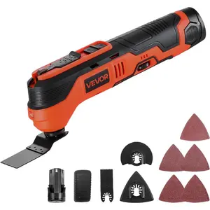 VEVOR Cordless Oscillating Tool, 12V Multitool Oscillating Saw Tool with 6 Variable Speeds 6000 - 17500 OPM, 3.2 Oscillation Angle, 2.0Ah Battery Pack Charger, 8PCS Saw Accessories LED Work LightVEVOR Super Brand Day