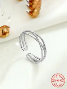 925 Sterling Silver Cuff Ring, Fashion Accessories for Women & Girls, Trendy All-match & Exquisite Jewelry for Birthday Gift