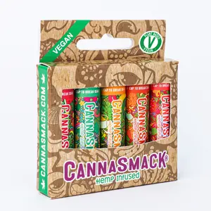 CannaSmack Vegan Lip Balm - 5 Flavors Bubblegum, Passionfruit, Banana, Orange, & Watermelon - Soothe, Moisturize, Hydrate, Protect, & Nourish Dry Chapped or Irritated Lips - Made with Plant-derived Waxes, Natural, & Botanical Ingredients Lip Moisturizer