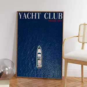Yacht Club Magazine Cover Art Print: 70s Retro Decor Poster Wall Art