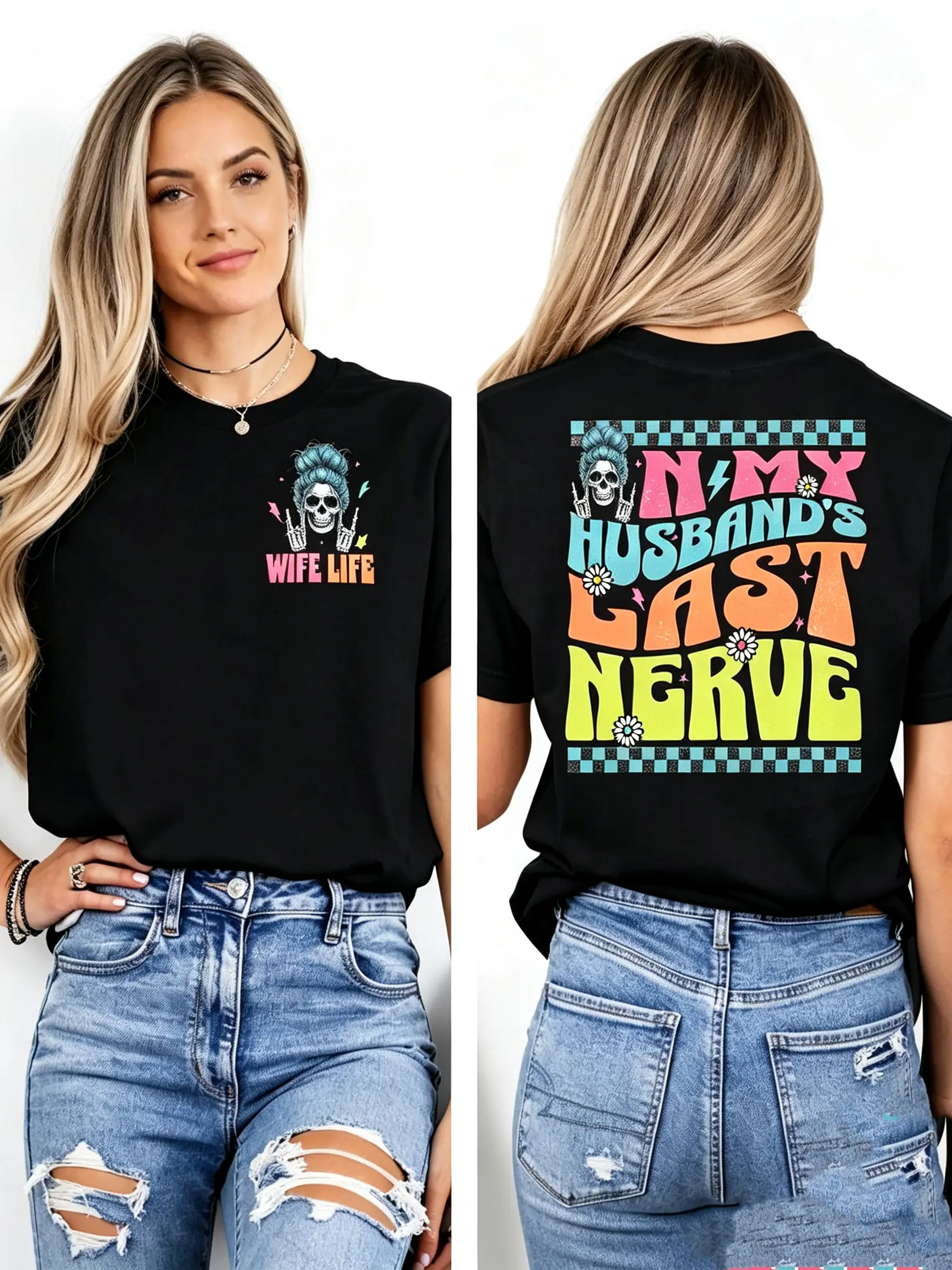 On My Husbands Last Nerve Shirt, Funny Wife Tee, Wife Life Shirt, Sarcastic Wife Shirt, New Wife Shirt, Shirt for Bride, Bachelorette Gift
