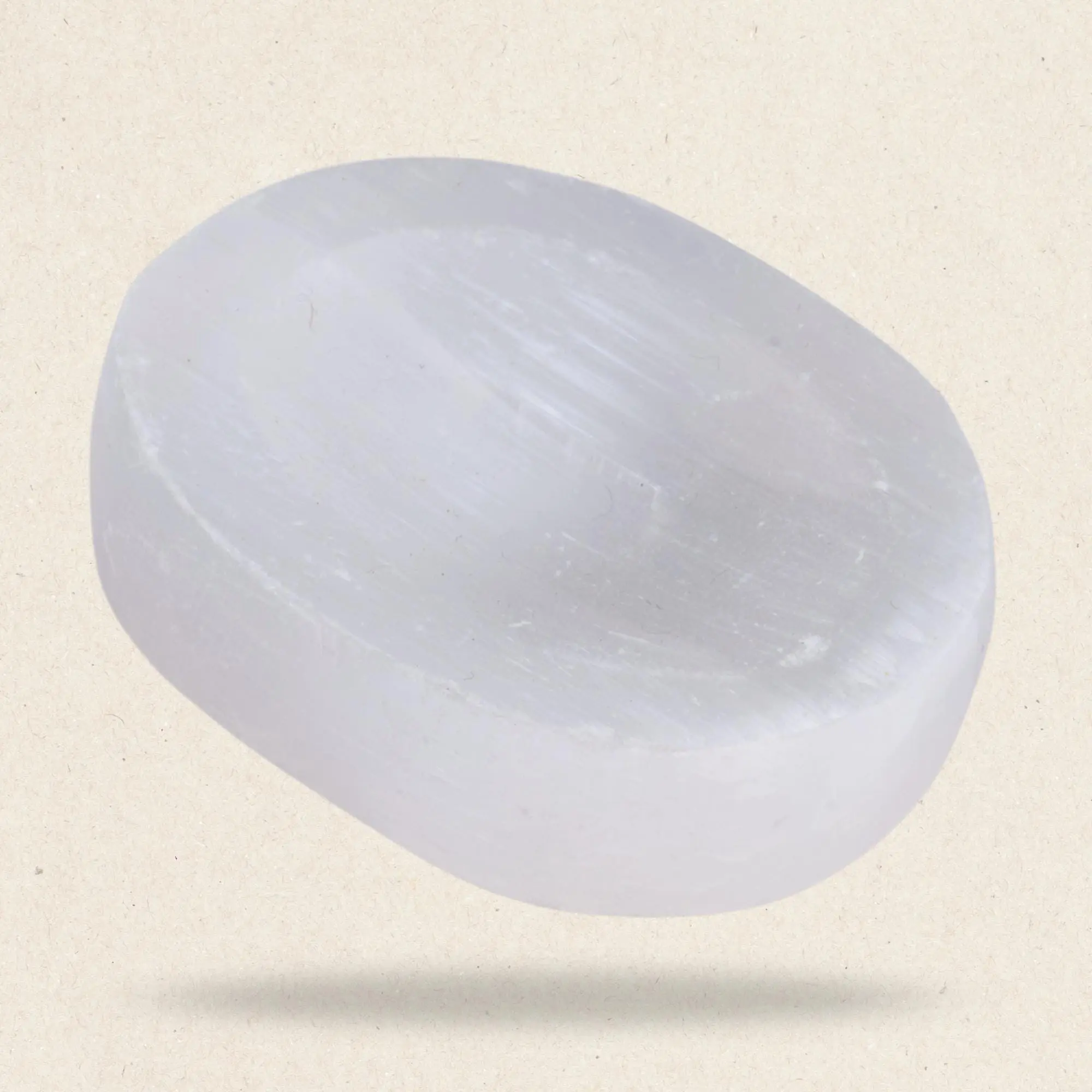 Selenite Crystal Worry Stone for Anxiety Relief, Healing Crystals, Natural Energy Healing Thumb Stone, Perfect Meditation & Spiritual Gift