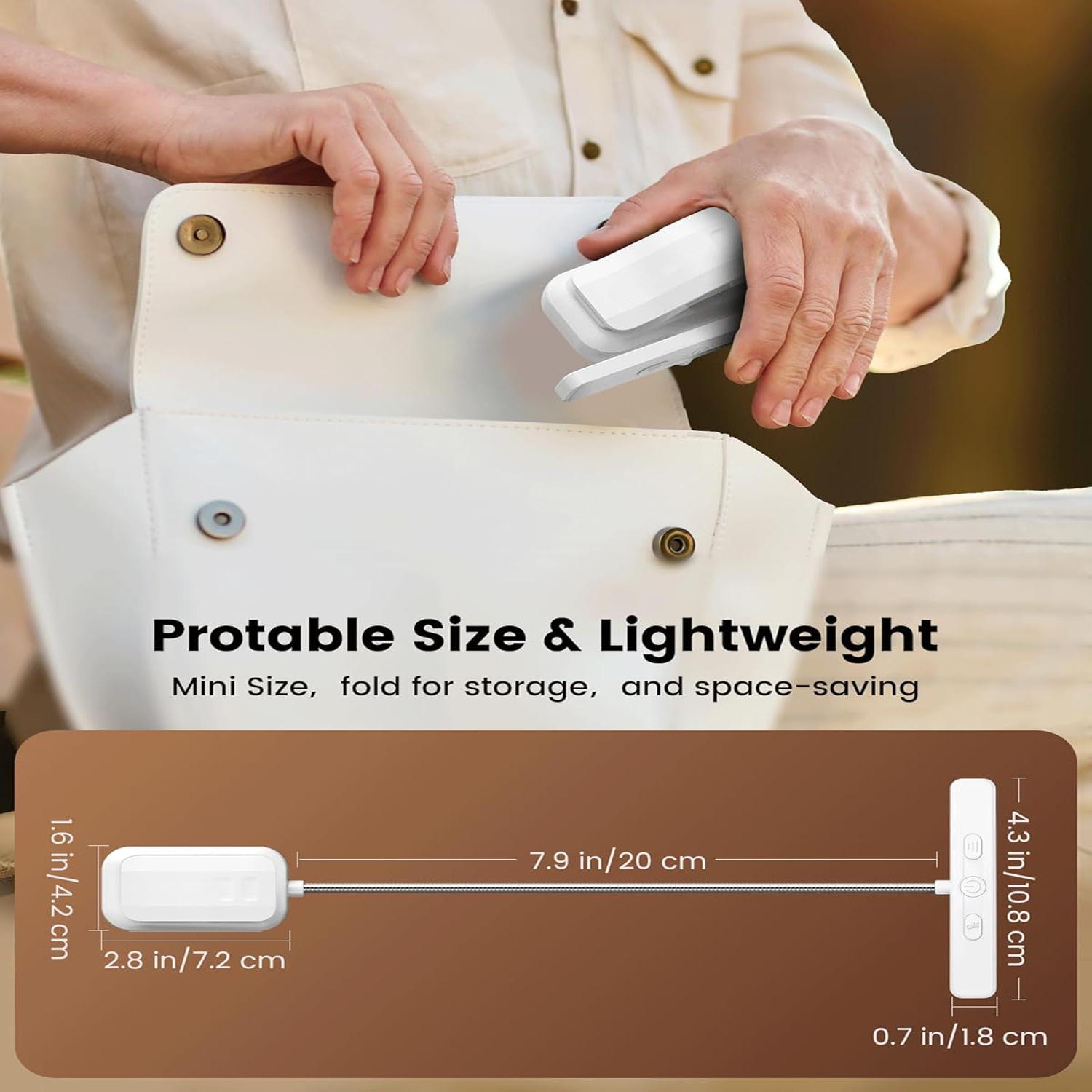 24 LED Book Light for Reading in Bed, Rechargeable Clip On Reading Light with Memory Function, 3 Color Temperatures Eye Caring, Stepless Dimming Brightness, 80 Hrs Runtime Lightweight Book Light for Book Lovers