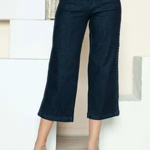Playful Judy Blue Wide Leg Crop Jeans with Braided Detail