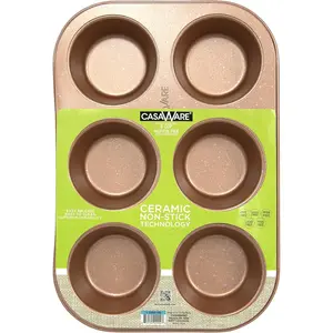 Casaware Toaster Oven 6 Cup Muffin Pan Nonstick Ceramic Coated (Rose Gold Granite) casaWare