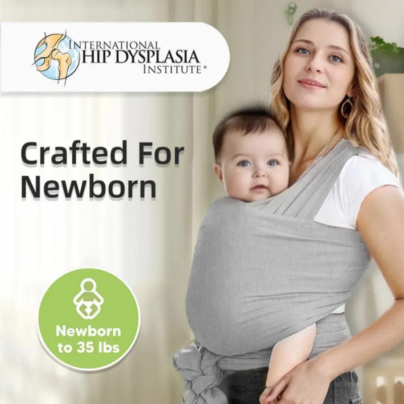 Ergonomic Newborn & Infant Wrap Carrier in Solid Color, Soft Breathable Adjustable Fabric for Hands-Free Travel, Newborn Wrap Carrier, Cozy Wrap Carrier