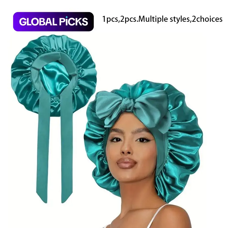 Double-Layer Satin Sleep Bonnet for Women, Haircare, Soft Breathable Adjustable Night Cap, Sleeping Bonnet, Heatless Hair Protection Bonnet #GLOBAL PICKS