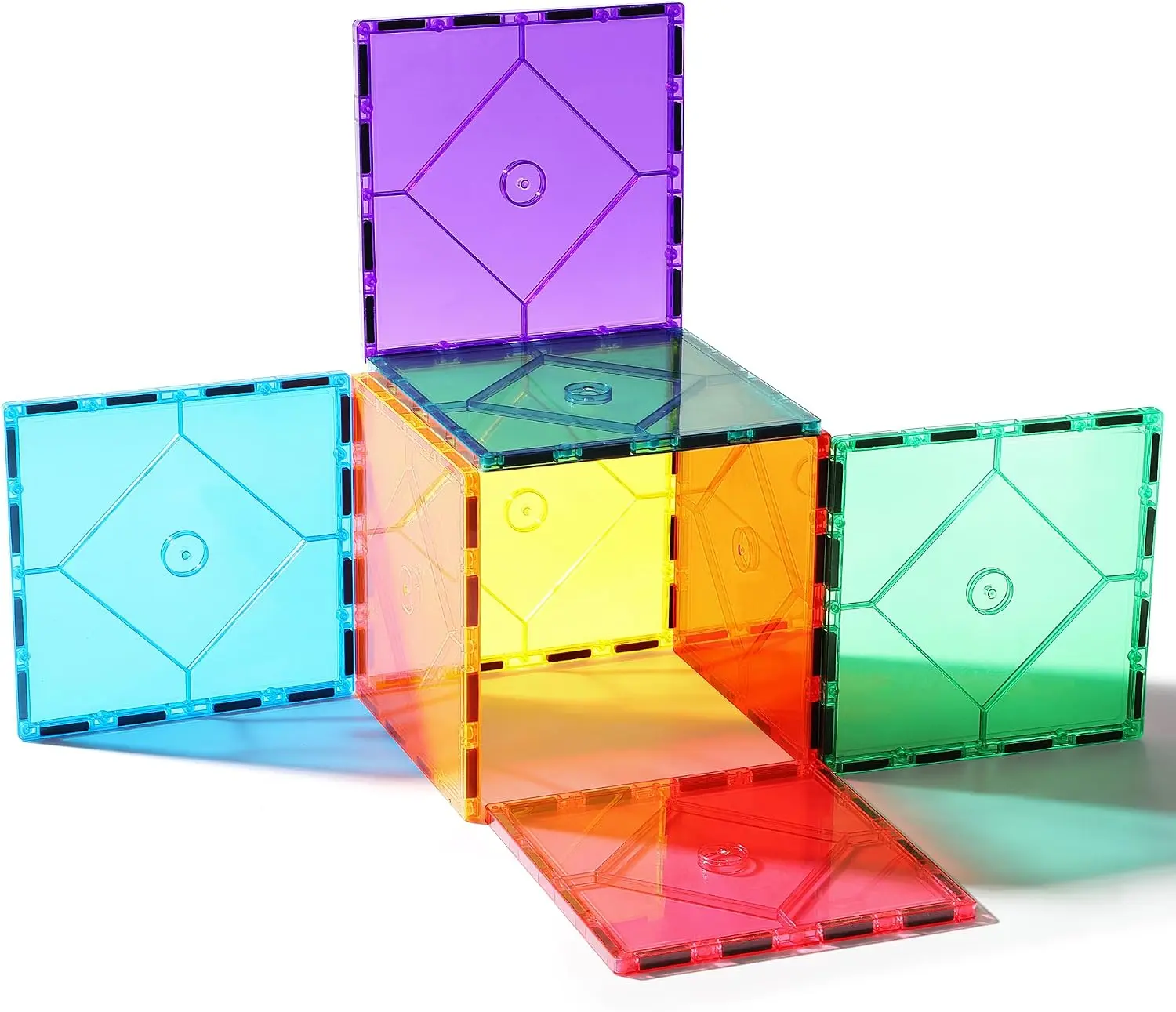 Unisex 8-Piece Large Square Magnetic Tiles Set, ABS Plastic Building Toys for Kids Ages 3-8