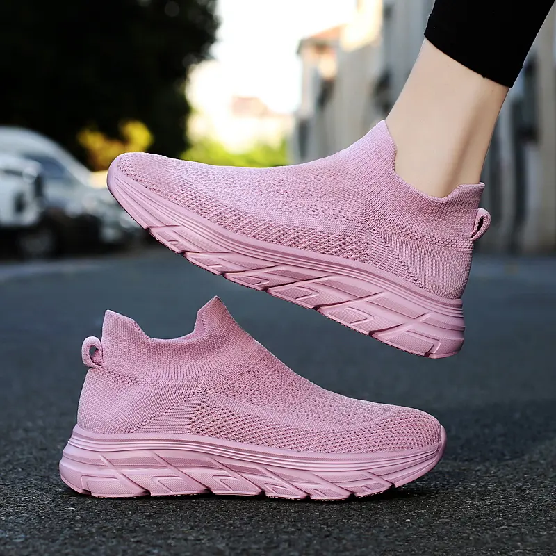 FEELACES Women's Slip-On Walking Shoes - Fashionable Sports Sneakers with Lightweight Non-Slip Soles for Casual Travel and Work