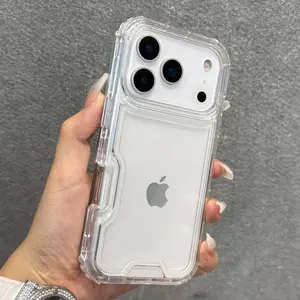 3 in 1 Transparent Heavy Duty Armor phone case for iPhone 17 16 15 14 13 12 11 Pro Max Air Plus full shockproof hard back cover