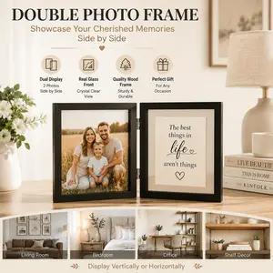 Double Glass Photo Frame – Elegant Home Decor for Cherished Memories, Freestanding or Wall Mount, Perfect Gift for Family & Friends