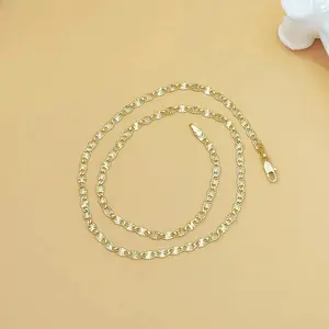 14K Gold Flat Chain Necklace for Women, Minimalist Elegant Daily Jewelry, Durable High-Quality Design, Versatile Layering Necklace, Birthday, Anniversary & Special Occasion Gift, Trendy Everyday Accessory
