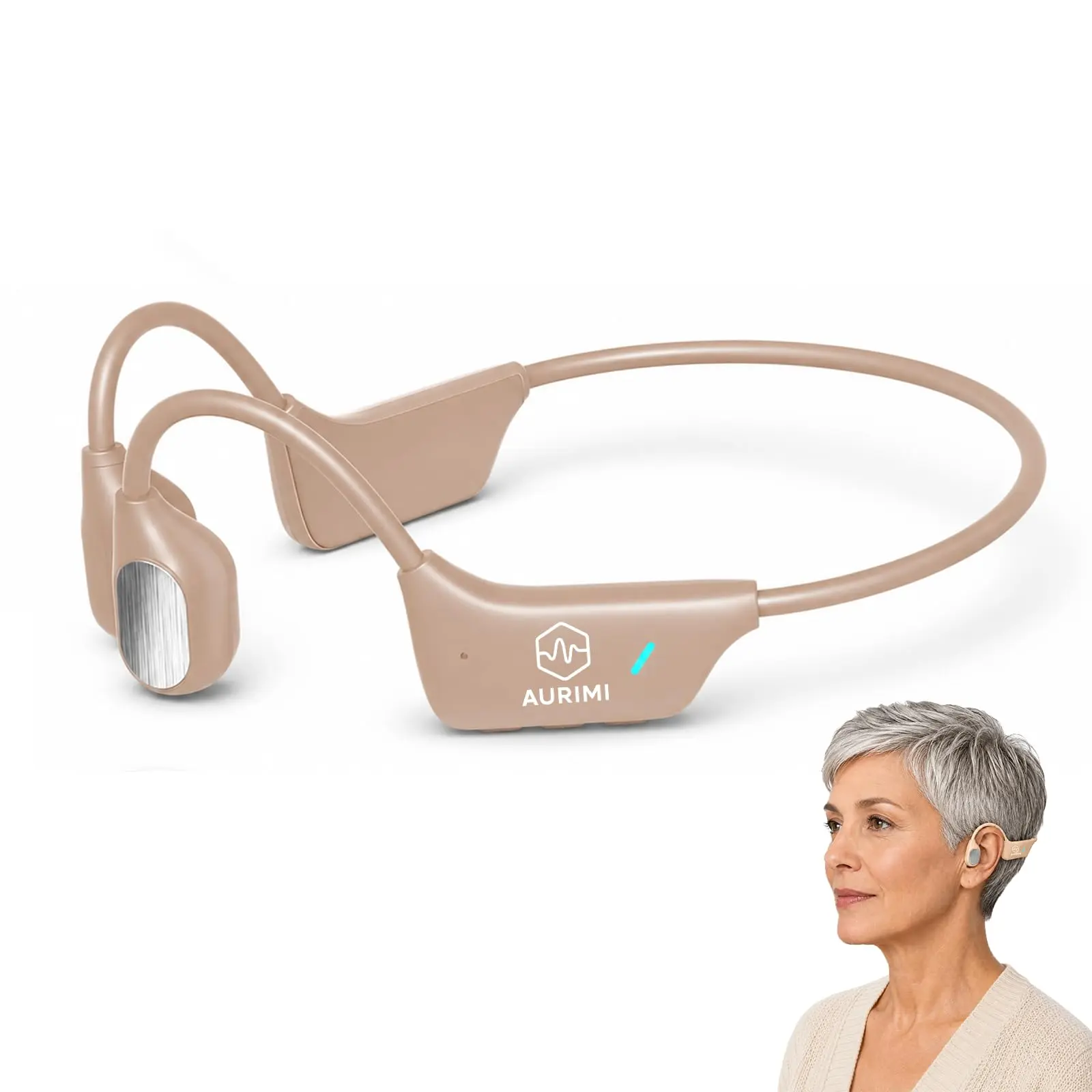 Aurimi Hearing Amplifier for Seniors, Ready-to-Use Open-Ear Bone Conduction Sound Enhancer, No App or Bluetooth Needed, Lightweight & Easy to Use