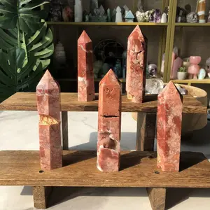 Natural Crystal Pink Agate Tower Collection