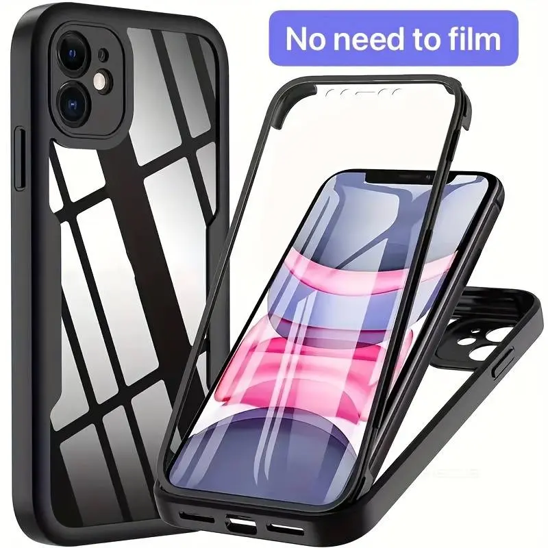 360-Degree Front+Back Protection 1-Piece Customized Phone Case with Screen Protector, Durable Shockproof Accessory Compatible with iPhone 11-17 Pro Max, iPhone 17 Air
