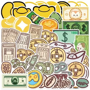 50 Pieces Retro Ancient Currency US Dollar Series Stickers, DIY Decoration Sealing Labels for Water Bottle, Phone Case, Guitar, PVC Waterproof Decals