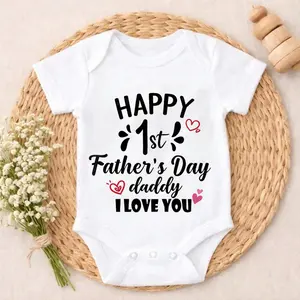 Newborn Baby Bodysuit Gift Set Happy 1st Father's Day Daddy I Love You valentine's day Skin - gentle Playtime Clothes Infant Clothes Soft Cotton Romper Outfit for Boys & Girls 0-24M