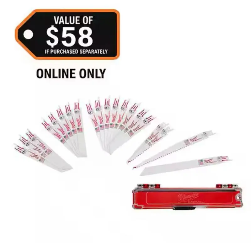 Milwaukee SAWZALL Bi-Metal Reciprocating Saw Blade Set (20 pieces) - Versatile Cutting Hardware Multitool Accessory for Wood, Metal - Durability and Performance, Precision Cut - Must-Have for DIY Enthusiasts