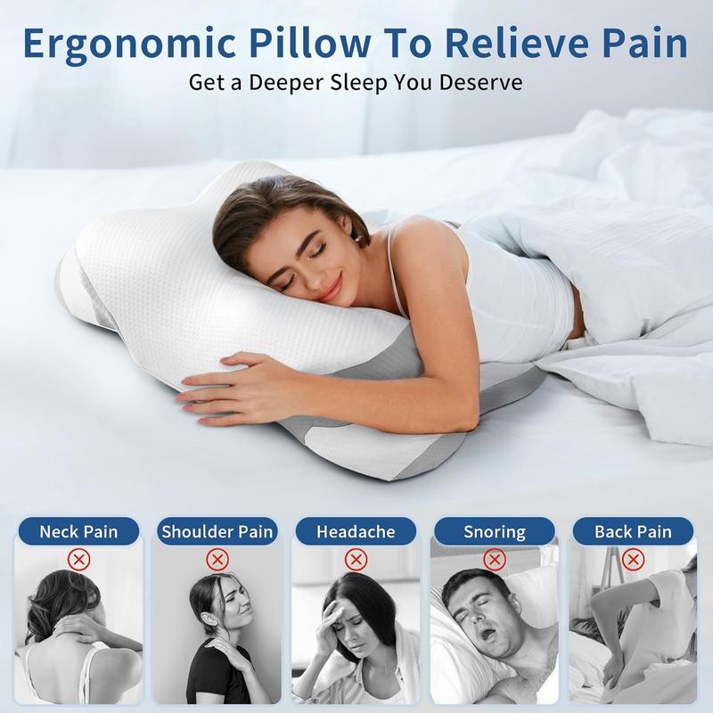Cervical Neck Pillow for Pain Relief - Cooling Pillow for Side Sleepers, Adjustable Orthopedic Pillow with Removable Breathable Cover, Neck Pillow for Adults