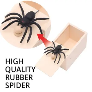 Rubber Spider Trick Box, Handmade Wooden Trick Surprise Box Spider Hidden in One Box Trick Toys for Adults and Children Pranks for Adults Stuff