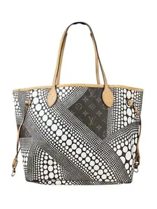 Pre-owned LOUIS VUITTON leather Tote Bags Monogram Kusama Wave Neverfull MM