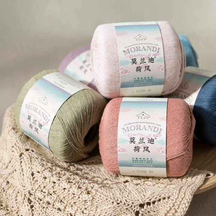 2-Pack Soft Lace Weight Molandi Flax-Cotton Yarn (50% Cotton-50% Flax) - US Warehouse, Colorfast Dyes, Machine Washable, 20+ Vibrant Colors, Beginners-Friendly All-Season Knitting Supplies, Crochet Projects, Macrame DIY Craft Materials