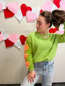 Heart on My Sleeve Sweater - Pistachio