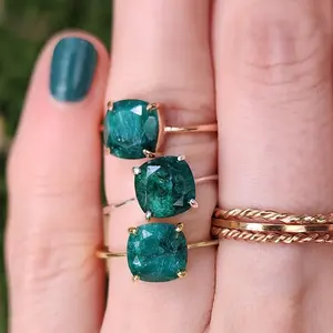 The Asher Natural Emerald Ring - 8x8mm, 3 cts - Handmade in the USA