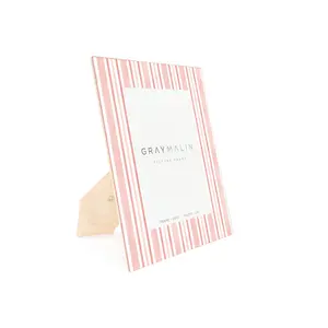 The Cabana Stripe Vertical Picture Frame - Coral Pink